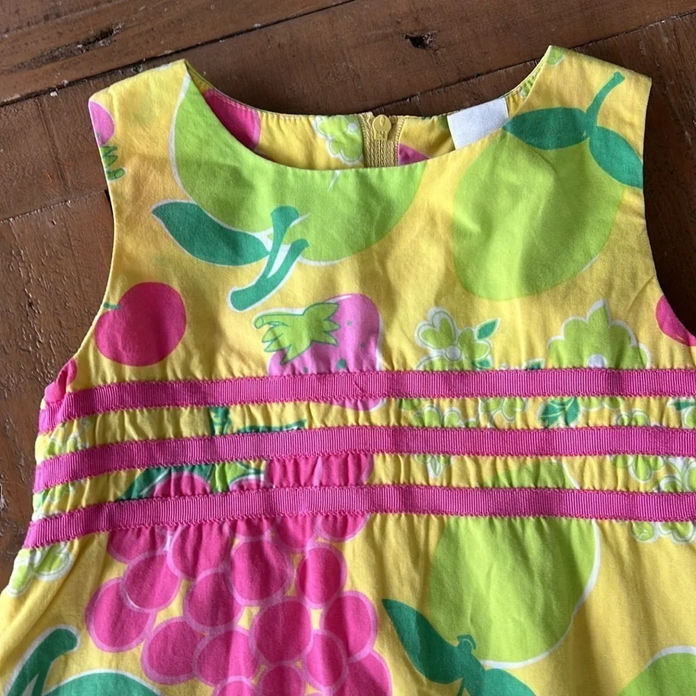 Lilly Pulitzer fruit salad colorful scalloped hem sleeveless dress